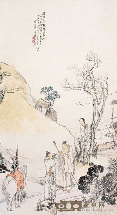 钱慧安 1877年作 蒙山却聘图 立轴 90.5×49cm
